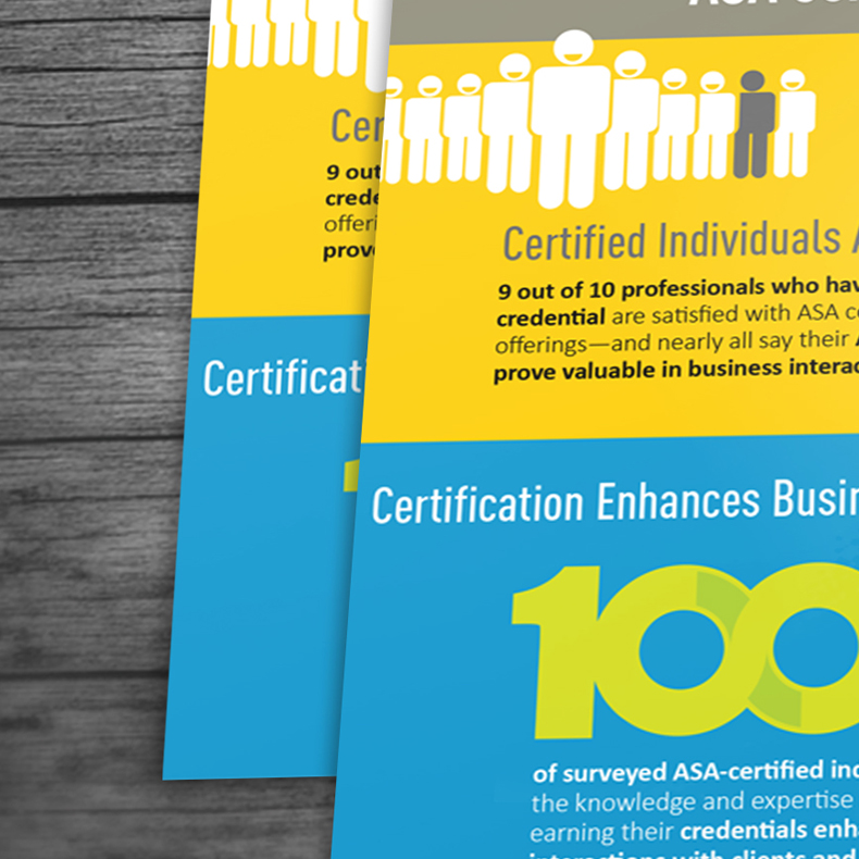 ASA certification programs infographic and marketing postcard 2